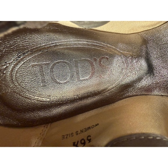 Tod's Women's Size 36.5 (US 6.5) Metallic Taupe Suede Tassel Driving Flats - Picture 10 of 13